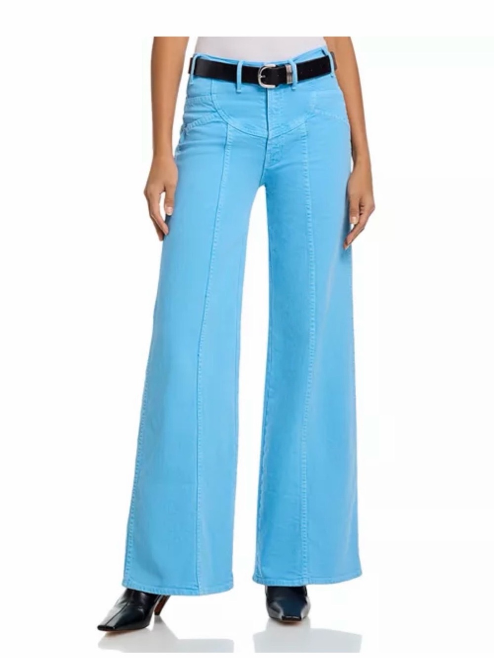 MOTHER Sunny Hustler Roller Sneak Wide Leg Jeans Heritage Blue
